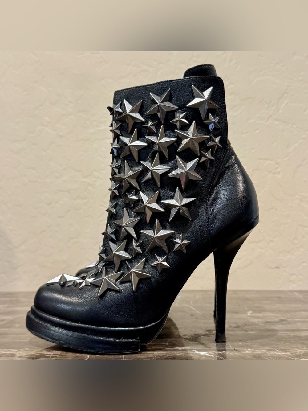 Jeffrey Campbell See Stars Studded Leather Platform Stiletto Boots